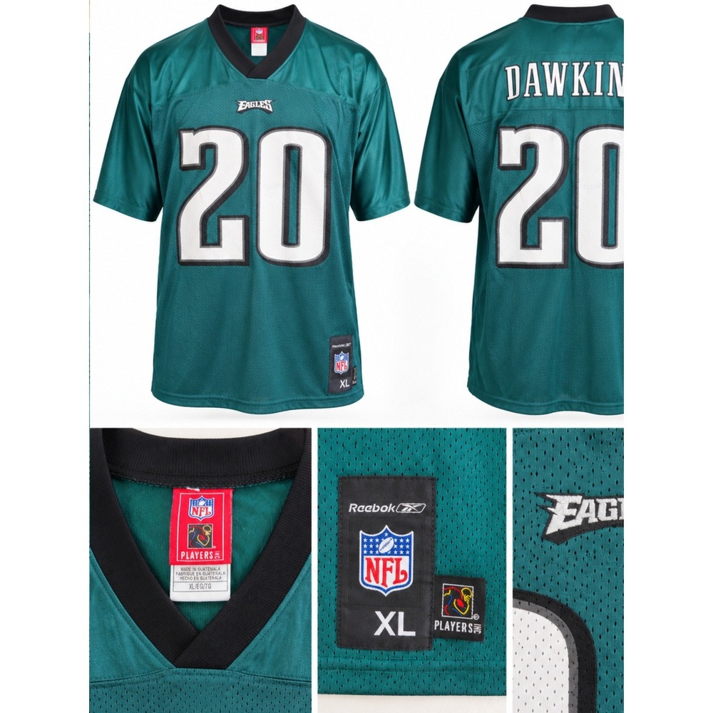 Vintage 2000s Reebok Brian Dawkins #20 Eagles Jersey Mens XL NFL Y2K Green